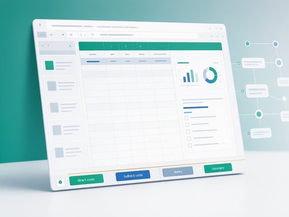 Separate tabs keep working data clean and client-facing output polished.